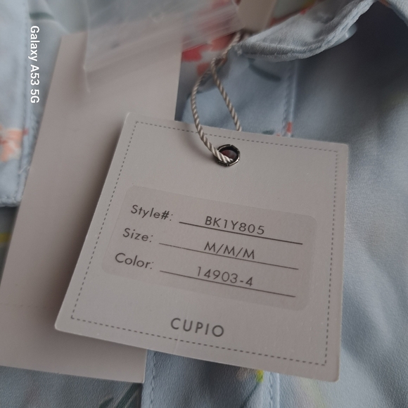 CUPIO light blue floral blouse with 3/4 sleeve‎ size M - Picture 4 of 11